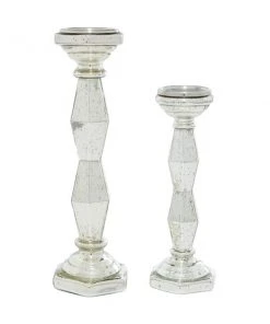Grayson Lane 1-Candle Silver Glass Pillar Candle Holder - Set of 2 -GRAYSON LANE shop 330862255 AlternateImage5 l