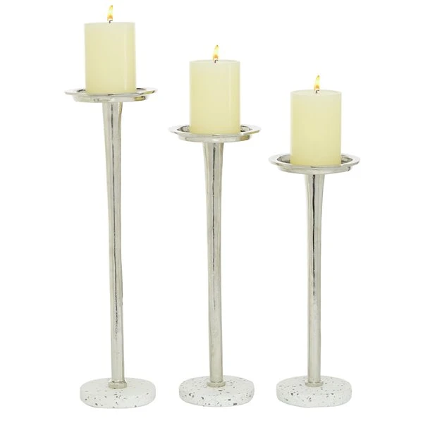 330862265_MainImage_001_l.jpg Grayson Lane 1-Candle Silver Stone Pillar Candle Holder - Set of 3 -GRAYSON LANE shop 330862265 MainImage 001 l