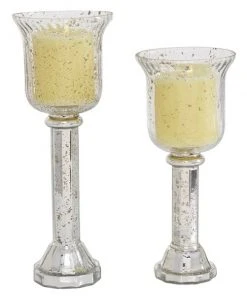 Grayson Lane 1-Candle Clear Glass Lantern Candle Holder - Set of 2