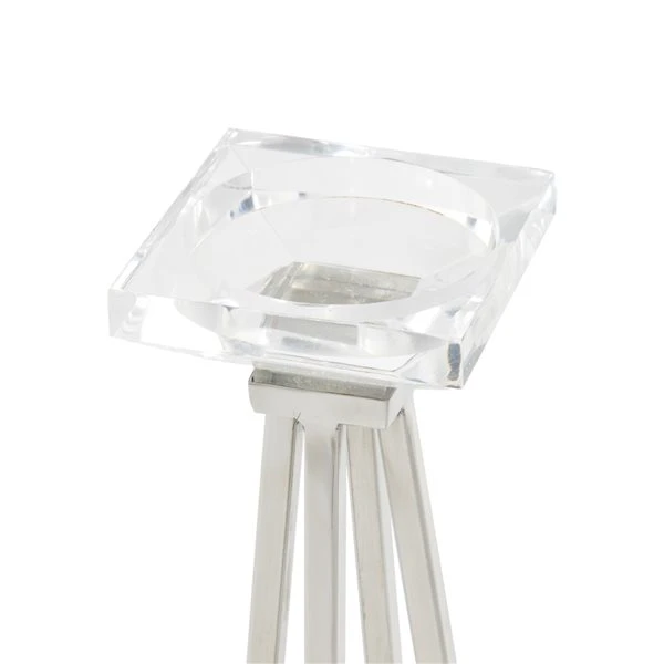 Grayson Lane 1-Candle White Metal Pillar Candle Holder - Set of 2 3 Grayson Lane 1-Candle White Metal Pillar Candle Holder - Set of 2 - Image 3