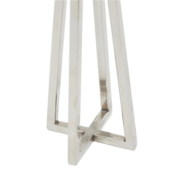 Grayson Lane 1-Candle White Metal Pillar Candle Holder - Set of 2 4 Grayson Lane 1-Candle White Metal Pillar Candle Holder - Set of 2 - Image 4