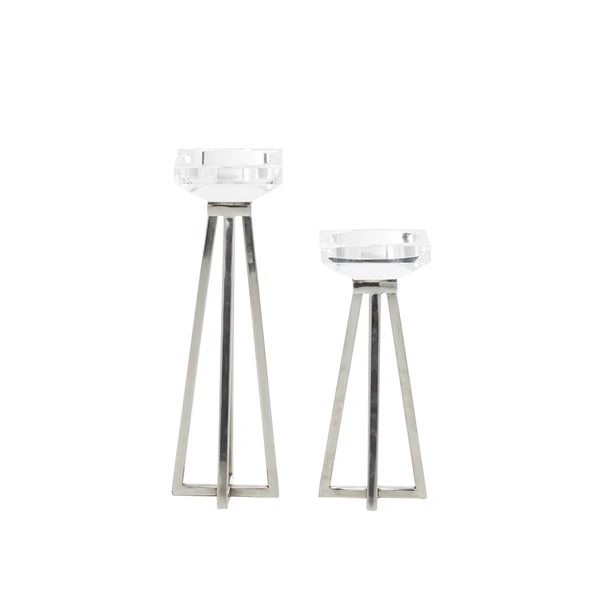 Grayson Lane 1-Candle White Metal Pillar Candle Holder - Set of 2 5 Grayson Lane 1-Candle White Metal Pillar Candle Holder - Set of 2 - Image 5