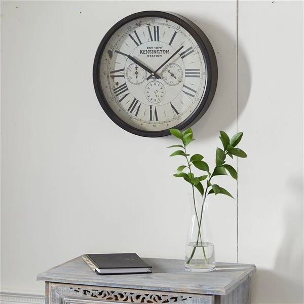 Grayson Lane 14-in x 14-in Brown Analogue Round Wall Standard Clock 2 Grayson Lane 14-in x 14-in Brown Analogue Round Wall Standard Clock - Image 2