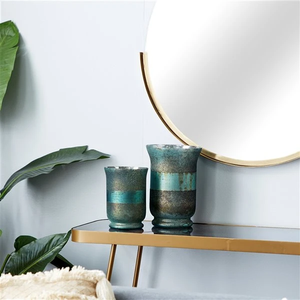 330862335_AlternateImage1_l.jpg Grayson Lane 1-Candle Green Glass Pillar Candle Holder - Set of 2 -GRAYSON LANE shop 330862335 AlternateImage1 l