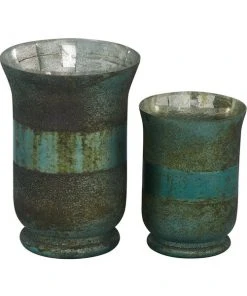 Grayson Lane 1-Candle Green Glass Pillar Candle Holder - Set of 2 4 Grayson Lane 1-Candle Green Glass Pillar Candle Holder - Set of 2 -GRAYSON LANE shop 330862335 AlternateImage5 l