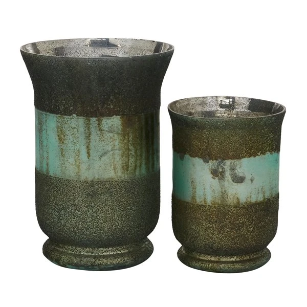 330862335_MainImage_001_l.jpg Grayson Lane 1-Candle Green Glass Pillar Candle Holder - Set of 2 -GRAYSON LANE shop 330862335 MainImage 001 l