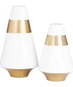 Grayson Lane 2-Piece 14.05-in x 7.70-in White Modern Vase