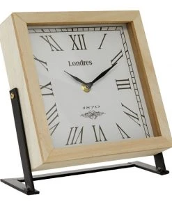 Grayson Lane 9-in x 9-in Brown Analogue Square Tabletop Standard Clock