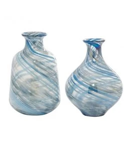 Grayson Lane 2-Piece 10.35-in x 6.55-in Blue Contemporary Vase