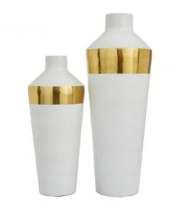 Grayson Lane 2-Piece 20.30-in x 7.50-in White Modern Vase