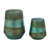 Grayson Lane Green Glass Pillar Candle Holder - Set of 2