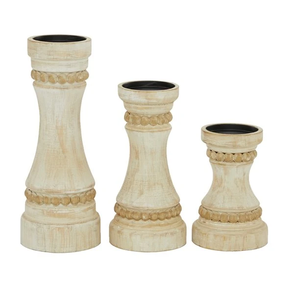 330862396_AlternateImage5_l.jpg Grayson Lane 1-Candle Cream Wood Pillar Candle Holder - Set of 3 -GRAYSON LANE shop 330862396 AlternateImage5 l