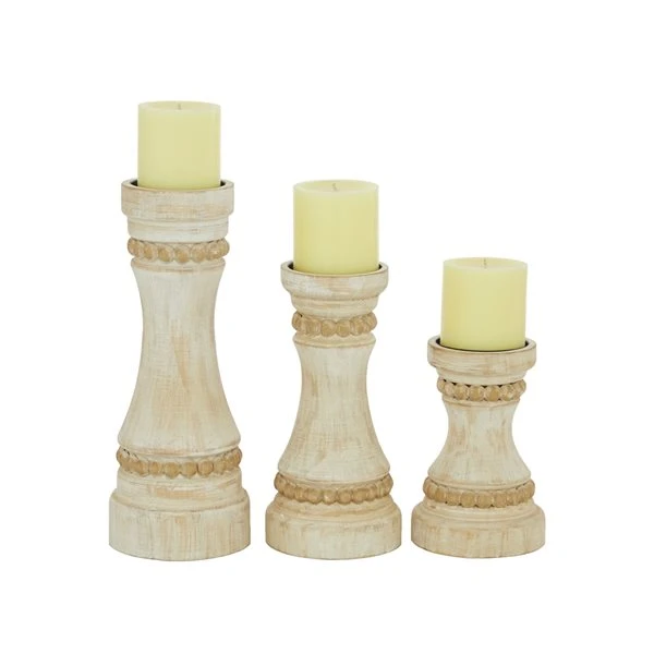 330862396_MainImage_001_l.jpg Grayson Lane 1-Candle Cream Wood Pillar Candle Holder - Set of 3 -GRAYSON LANE shop 330862396 MainImage 001 l
