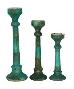 Grayson Lane 1-Candle Green Glass Pillar Candle Holder - Set of 3 4 Grayson Lane 1-Candle Green Glass Pillar Candle Holder - Set of 3 -GRAYSON LANE shop 330862437 AlternateImage5 l