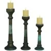 Grayson Lane 1-Candle Green Glass Pillar Candle Holder - Set of 3