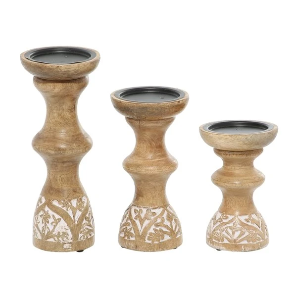 330862450_AlternateImage5_l.jpg Grayson Lane 1-Candle Brown Wood Pillar Candle Holder - Set of 3 -GRAYSON LANE shop 330862450 AlternateImage5 l