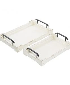 Grayson Lane White Wood Trays - Set of 2 -GRAYSON LANE shop 330862494 AlternateImage4 l