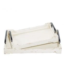 Grayson Lane White Wood Trays - Set of 2