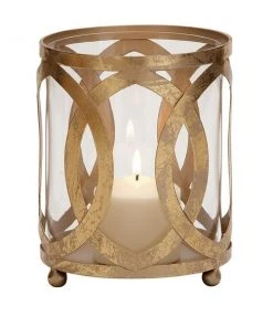 Grayson Lane Gold Iron Hurricane Candle Holder