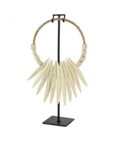 Grayson Lane White Teak Wood Necklace Sculpture