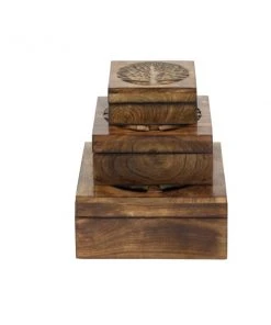 Grayson Lane Brown Mango Wood Boxes - Set of 3