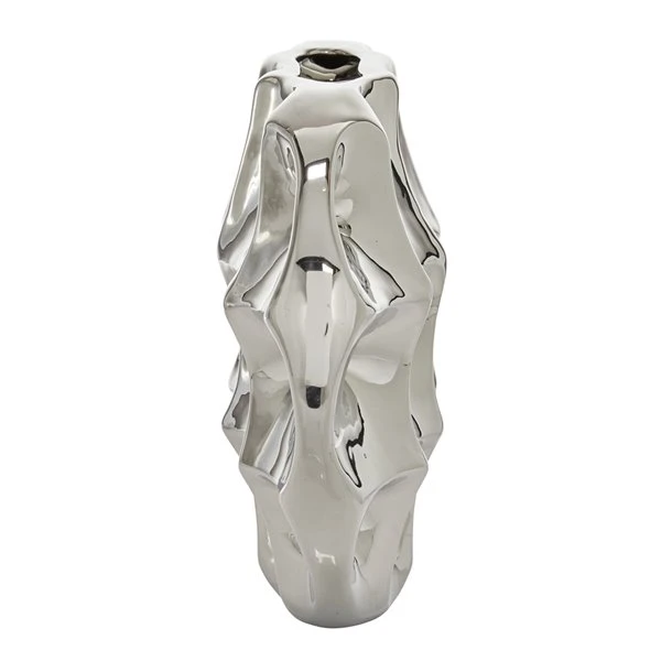 Grayson Lane Silver Modern Ceramic Vase 4 Grayson Lane Silver Modern Ceramic Vase - Image 4
