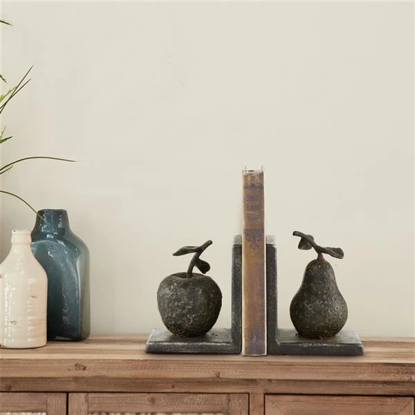 Grayson Lane Grey Metal Fruit Bookends - Set of 2 2 Grayson Lane Grey Metal Fruit Bookends - Set of 2 - Image 2