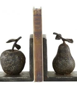 Grayson Lane Grey Metal Fruit Bookends - Set of 2