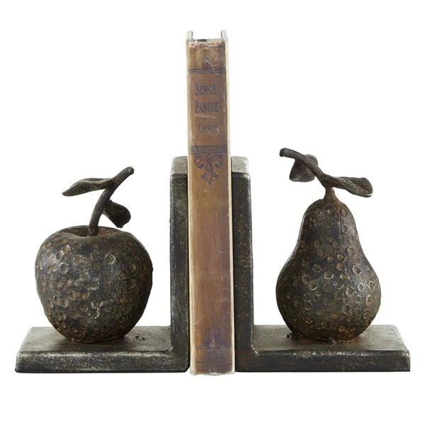 Grayson Lane Grey Metal Fruit Bookends - Set of 2 1 Grayson Lane Grey Metal Fruit Bookends - Set of 2