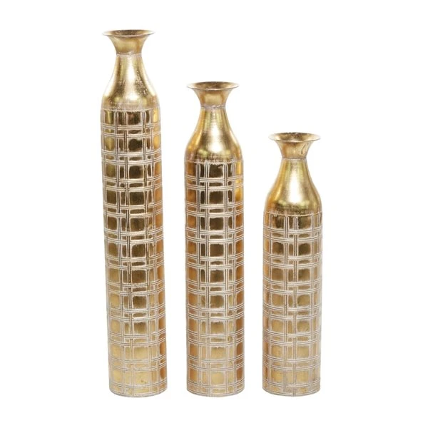 Grayson Lane Gold Metal Vase - Set of 3 5 Grayson Lane Gold Metal Vase - Set of 3 - Image 5