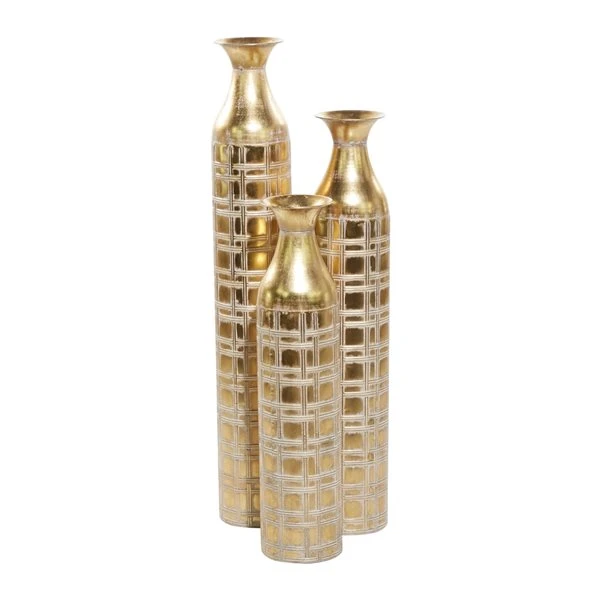 Grayson Lane Gold Metal Vase - Set of 3 1 Grayson Lane Gold Metal Vase - Set of 3
