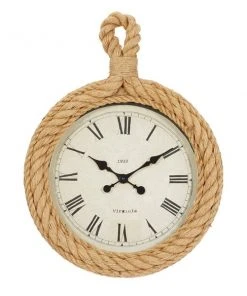 Grayson Lane Coastal Beige Analog Round Wall Clock