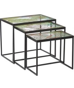 Grayson Lane Black Glass Accent Table Set - 3-Piece