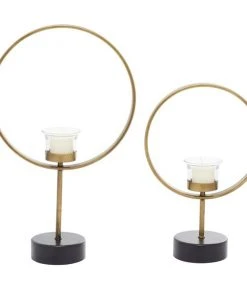 Grayson Lane Metal Pillar Candle Holder - Set of 2