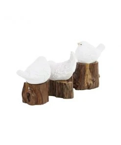 Grayson Lane White Teak Wood Bird Sculptures - Set of 3 -GRAYSON LANE shop 330862582 AlternateImage3 l