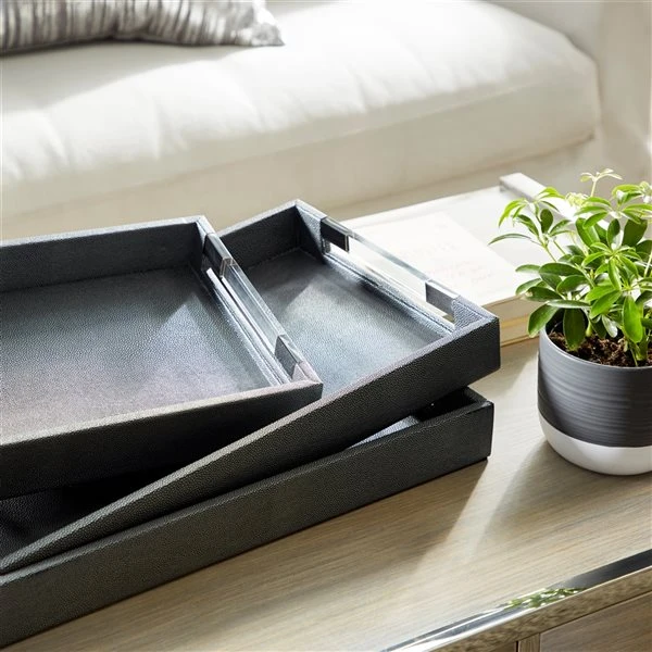 Grayson Lane Grey Wood Trays - Set of 3 3 Grayson Lane Grey Wood Trays - Set of 3 - Image 3