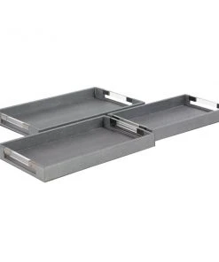 Grayson Lane Grey Wood Trays - Set of 3