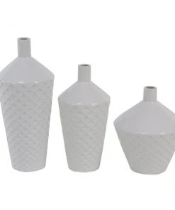 Grayson Lane Modern White Porcelain Vases - Set of 3