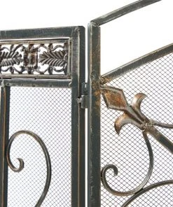 Grayson Lane 1-in Black Iron 3-panel Scroll Fireplace Screen -GRAYSON LANE shop 330862626 AlternateImage2 l