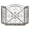 Grayson Lane 1-in Black Iron 3-panel Scroll Fireplace Screen