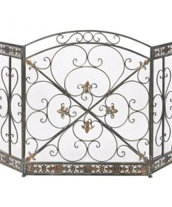 Grayson Lane 1-in Black Iron 3-panel Scroll Fireplace Screen