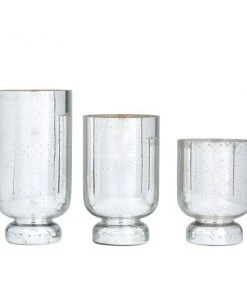 Grayson Lane 3-Candle Glass Hurricane Candle Holder - Set of 3