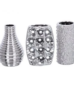 Grayson Lane Silver Ceramic Vases - Set of 3