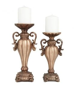 Grayson Lane 2-Candle Resin Pillar Candle Holder - Set of 2
