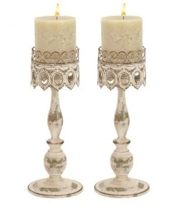 Grayson Lane 2-Candle Metal Pillar Candle Holder - Set of 2