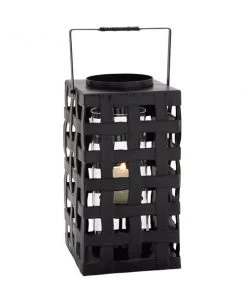 Grayson Lane Industrial Black Iron Lantern Candle Holder
