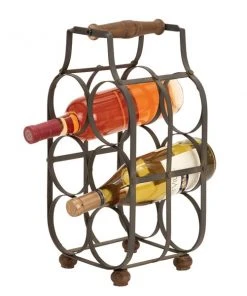 Grayson Lane 8-in x 16-in Brown Metal Wine Rack