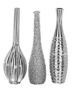 Grayson Lane Glam Silver Ceramic Vases - Set of 3