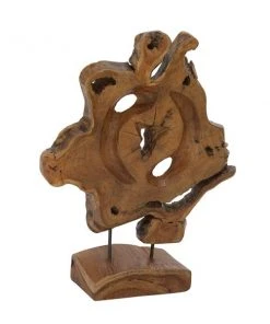 Grayson Lane Contemporary Brown Teak Wood Abstract Sculpture