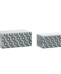 Grayson Lane Black and White Wood Boxes - Set of 2